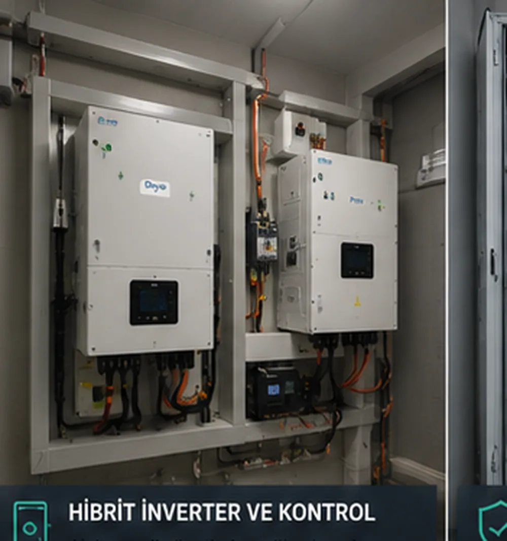 Hibrit inverter ve enerji kontrol panosu konsept görseli