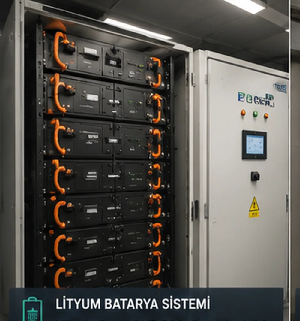 Rack tip lityum batarya sistemi konsept görseli